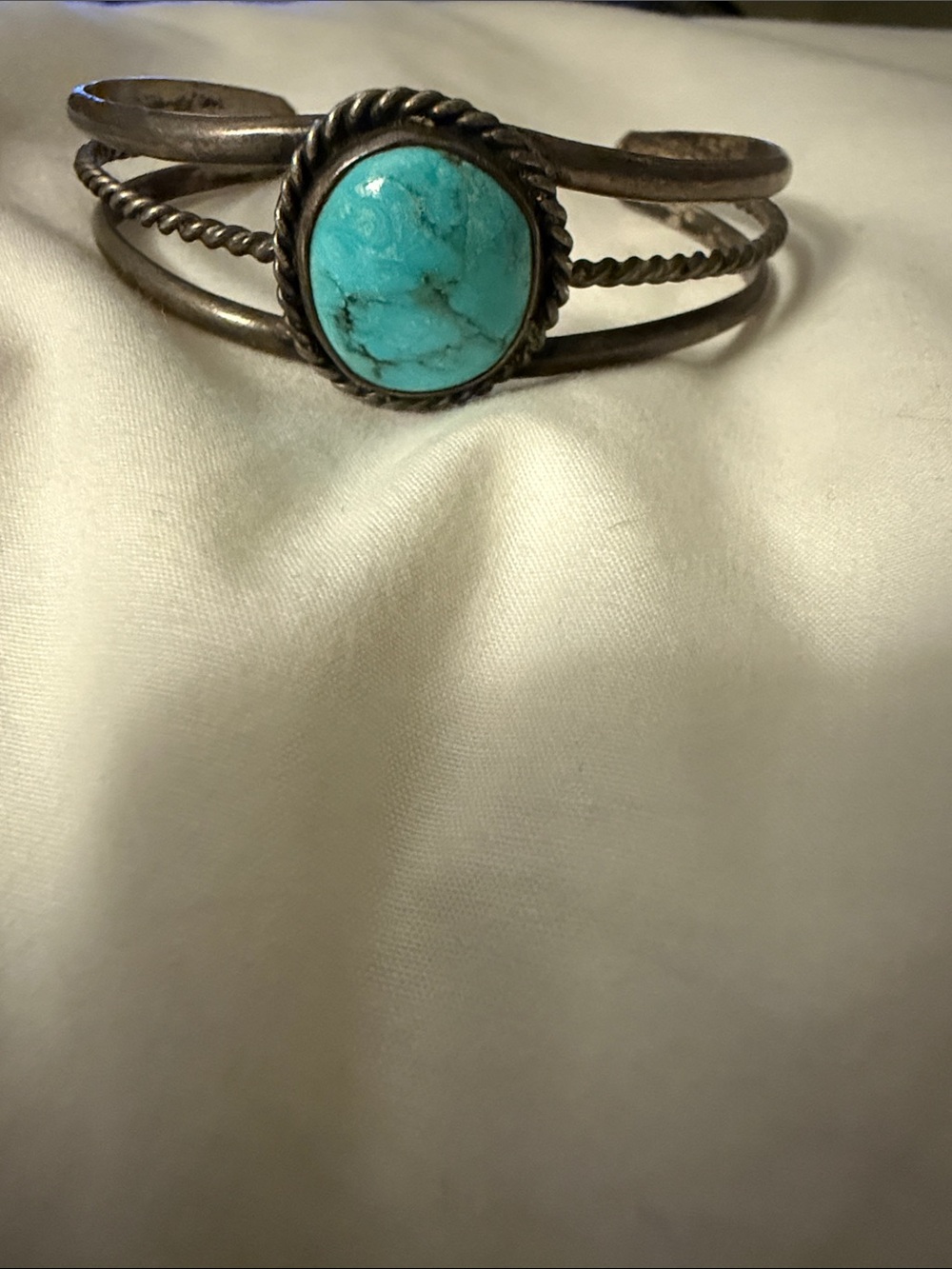 Turquoise Stone Silver Cuff Bracelet - Women Jewelry
